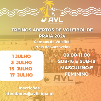 Treinos abertos de voleibol de praia para sub-16 e sub-18!