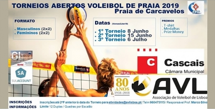 Últimas vagas para o Torneio Aberto de Voleibol AVL 2019- 8 Junho
